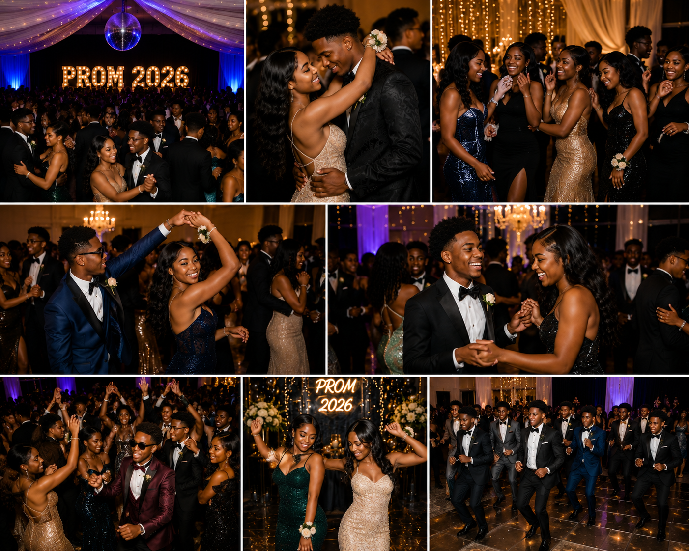 ADCA students dancing and celebrating on the prom dance floor